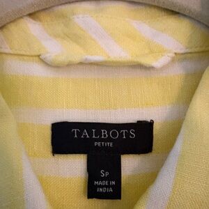 Talbots Sunny Yellow and White Striped Linen Blouse